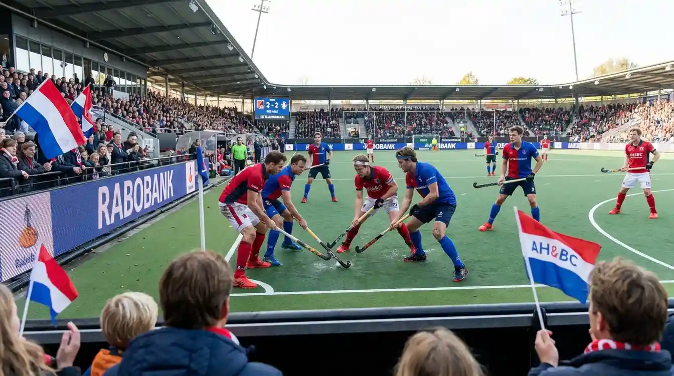 Hockeywedstrijd tussen twee gelijkwaardige topteams