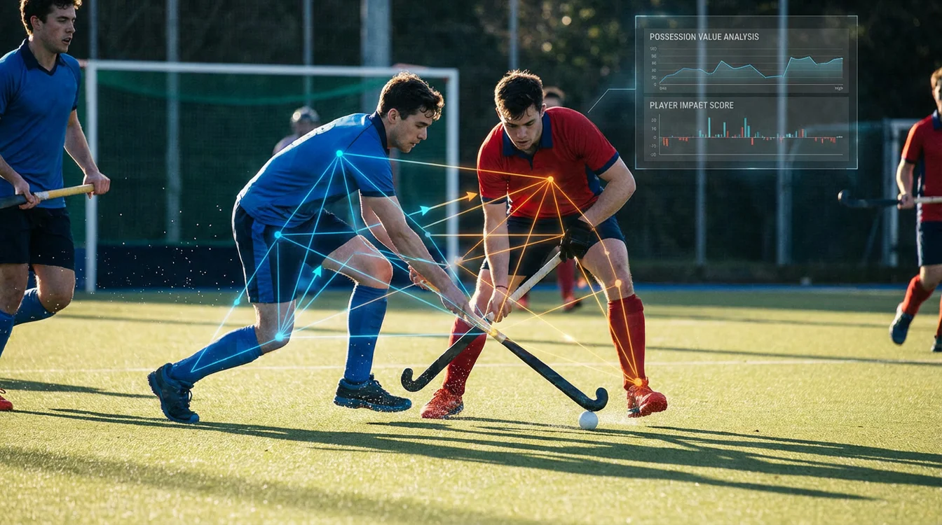 Hockeywedstrijd met overlay van waarde analyse concept