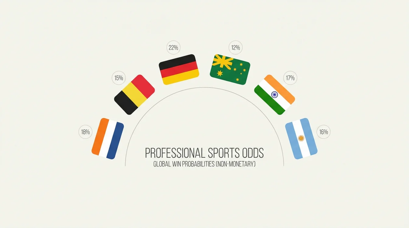 Overzicht van hockeylanden vlaggen met odds percentages